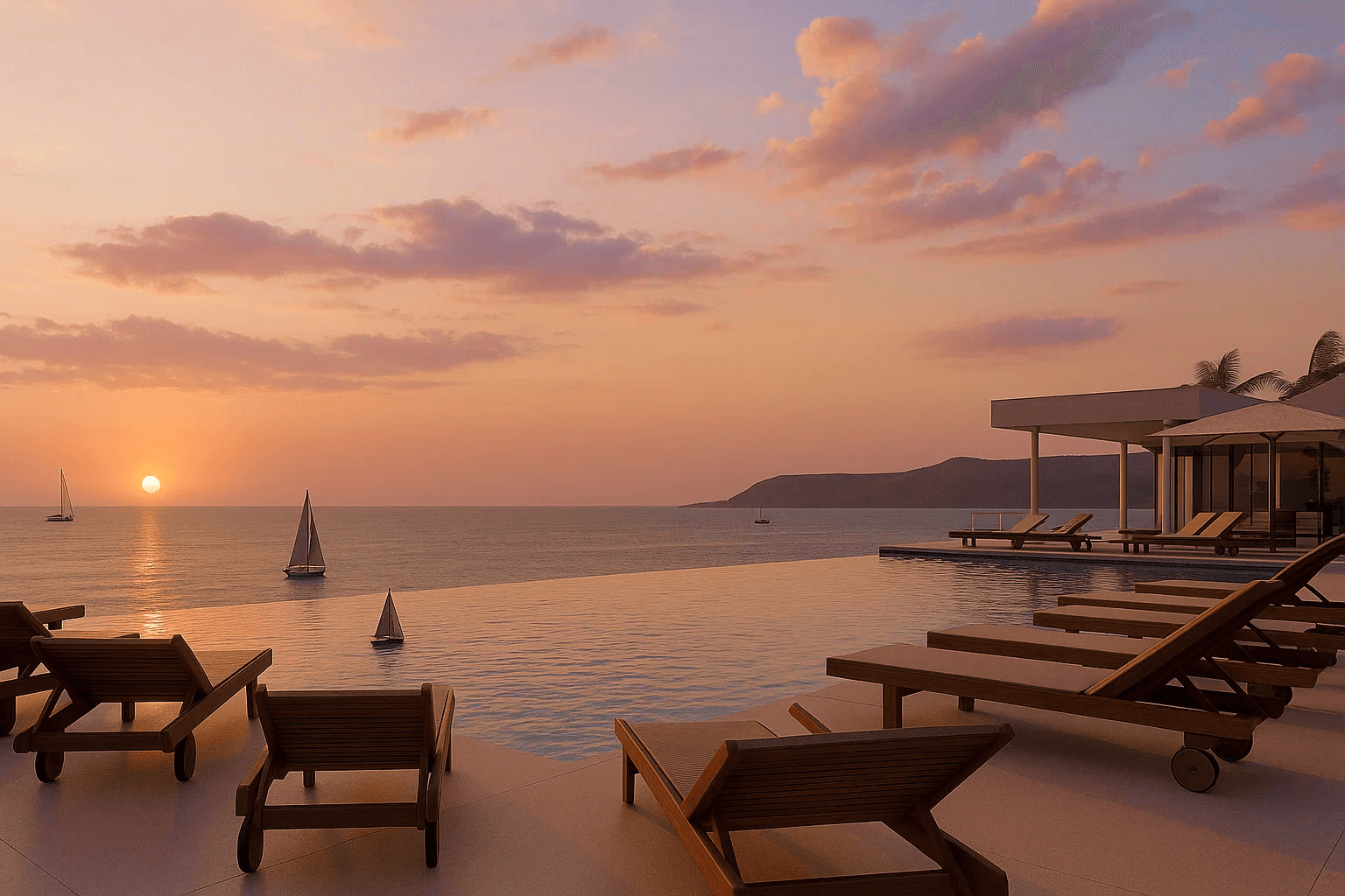 Sunset at the pool